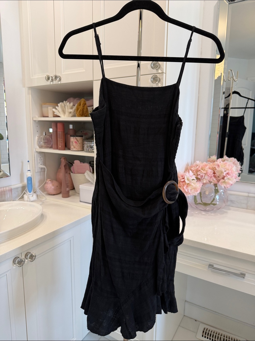 American Eagle Outfitters Black Spaghetti Strap Dress with Side Buckle